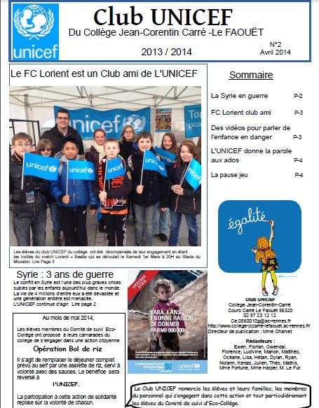 rencontre nationale des jeunes ambassadeurs unicef