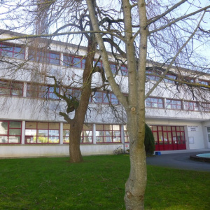 Ecole Bisson avec les grandes ouvertures et le toit plat